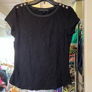 White House Black Market Black Top with Button Accents